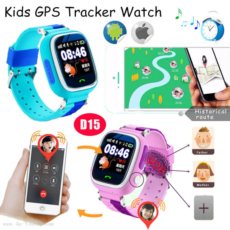 IP67 Waterproof 2G Kids Personal Portable Smart GPS Watch Tracker D15