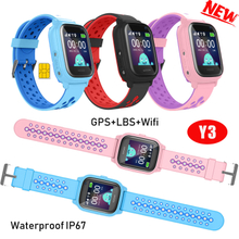 High Quality IPS Screen 2G GSM Waterproof Free App Kids Portable Baby Cell Phone GPS Tracker Watch with SOS Call Y3