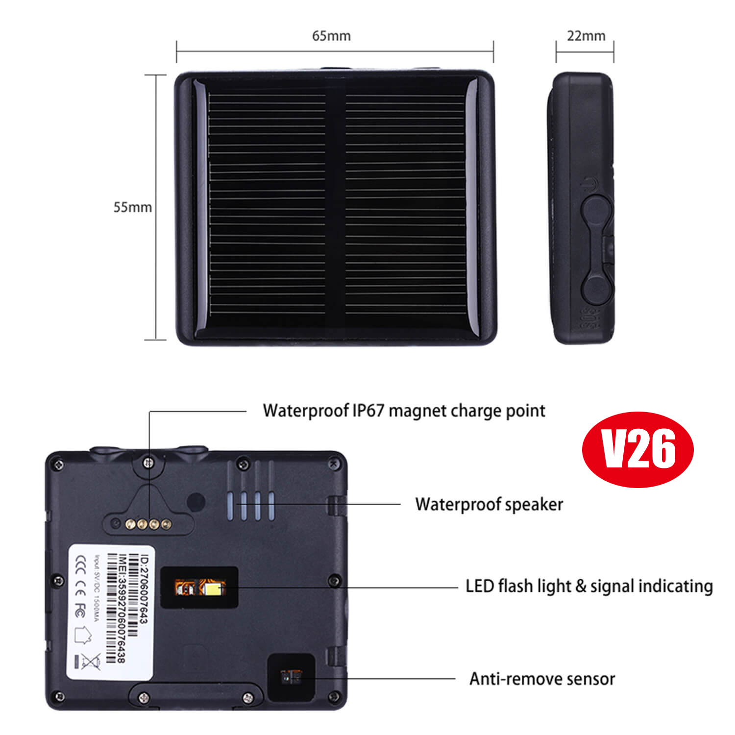 High Quality GSM Solar-Powered GPS Tracker for Pet Cow