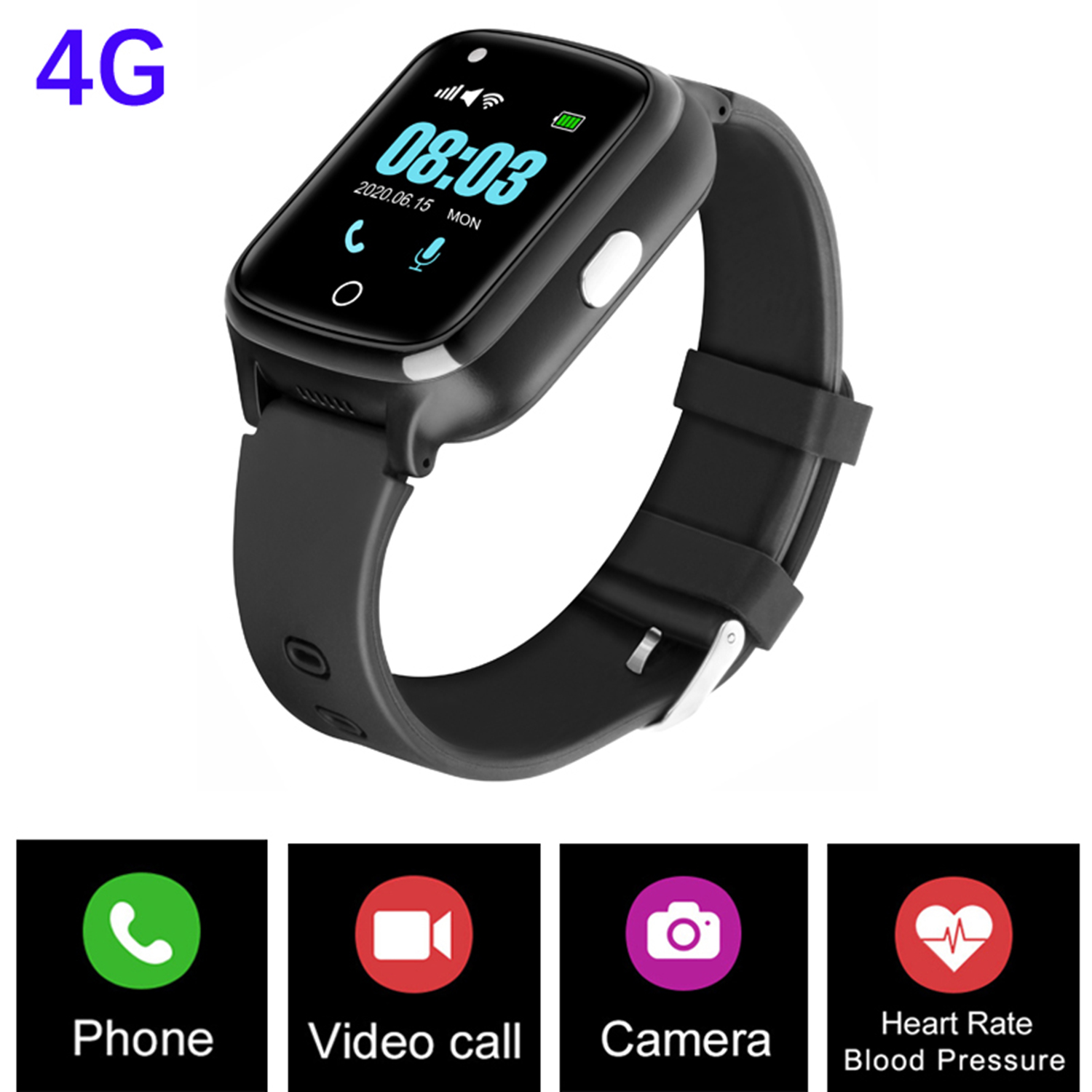 China factory 4G top quality Water resistance Fall Down Alert Elderly fitness GPS Watch Tracker with Video Call heart rate blood pressure D45