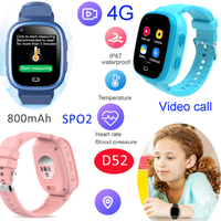 4G Waterproof IP67 Thermometer Watch GPS tracker with SPO2 heart rate Blood pressure with Global video call D52