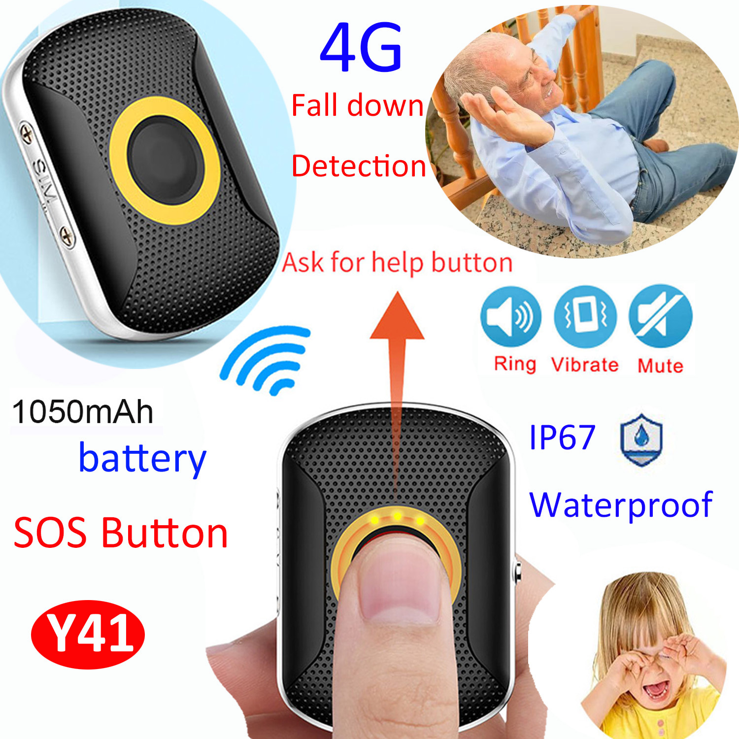4G IP67 Waterproof Adults GPS Tracking Device with SOS call