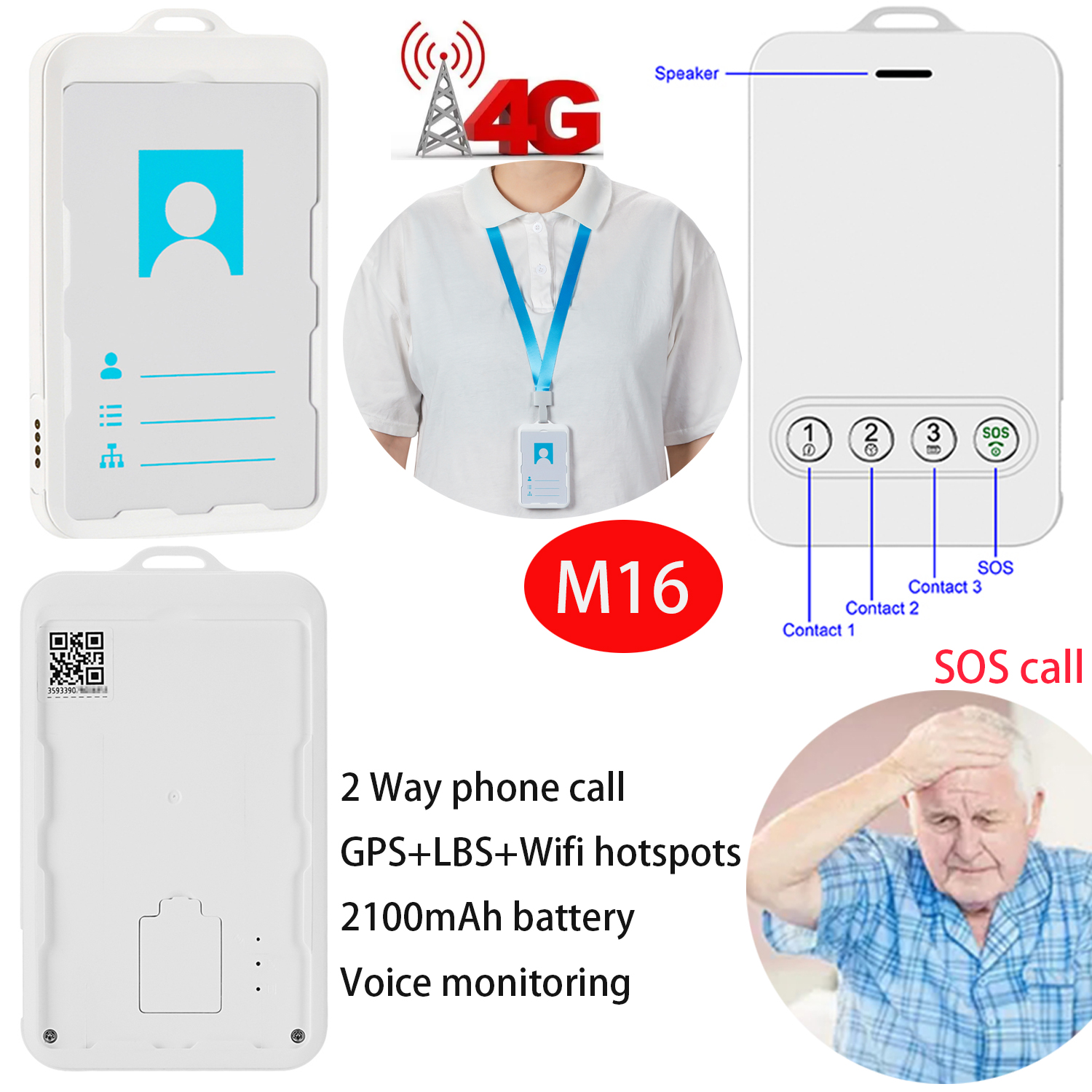 New design 4G ID Card GPS tracking device M16