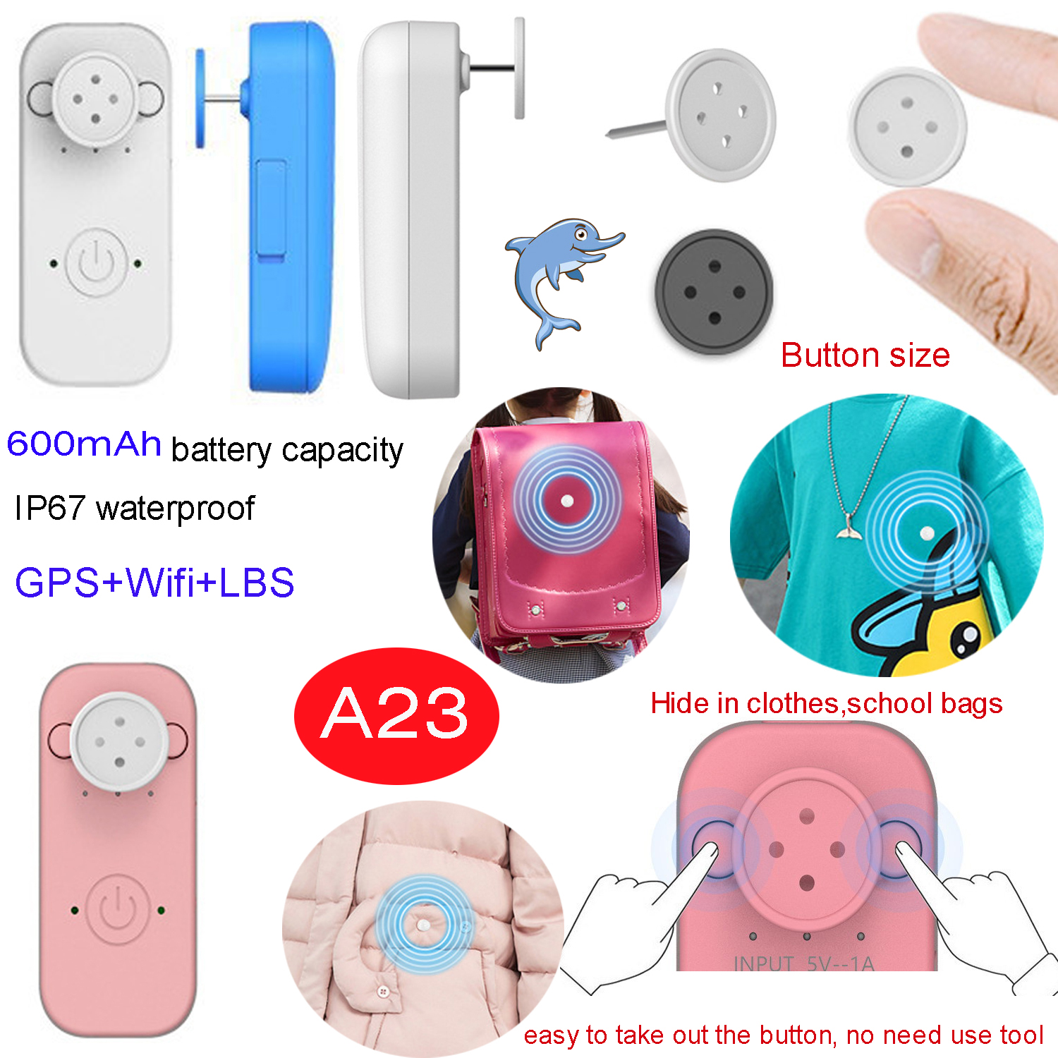 New 2G Hidden Mini GPS Tracker with SOS button for Child