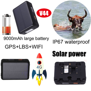 perseguidor animal de GPS dos carneiros da vaca das energias solares 4G com longa vida &uacute;til da bateria V44