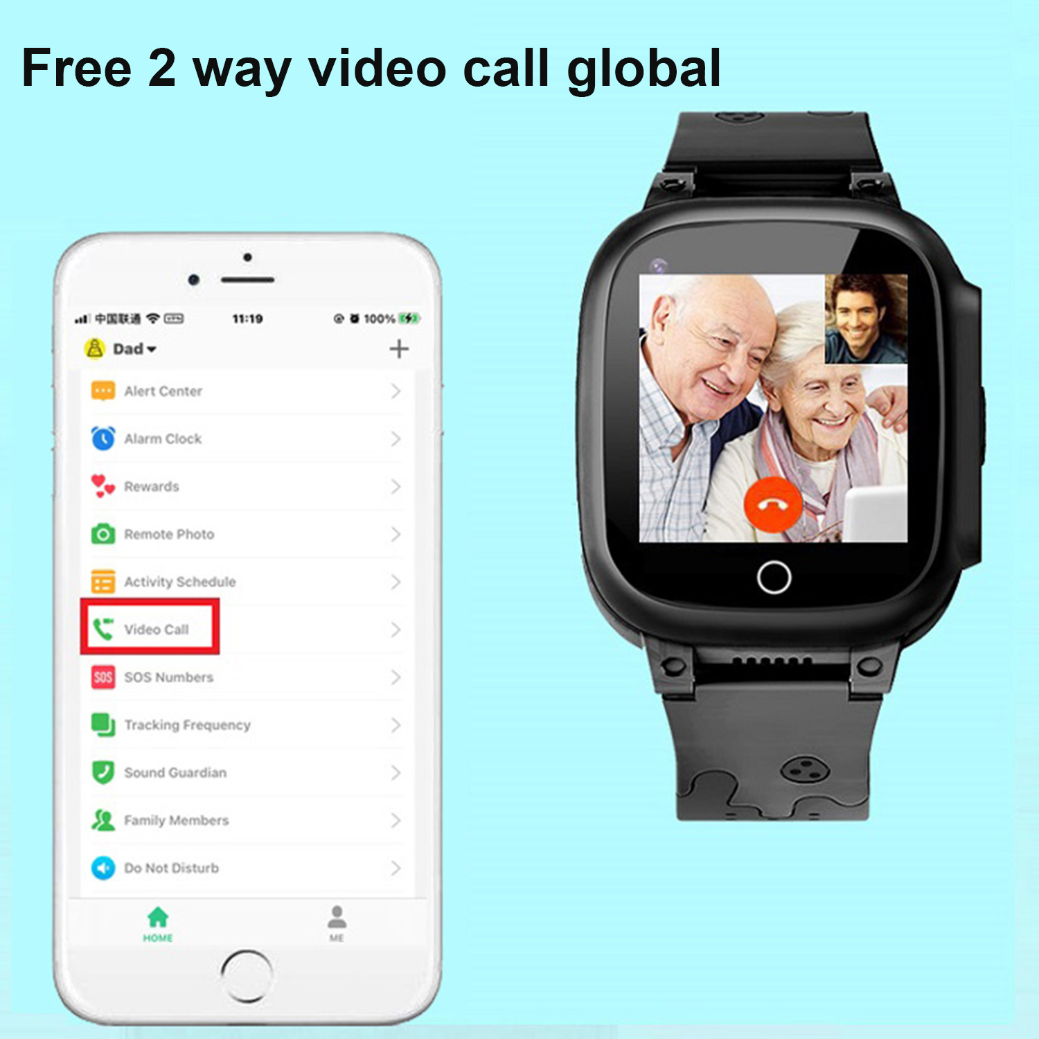 Latest LTE waterproof Unsex Smart GPS Tracker Watch with Video Call D51S