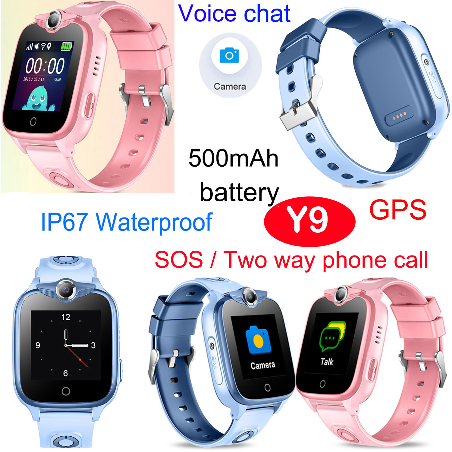 2G IP67 Waterproof parental Control Boys Girls GPS Smart Watch Tracker 