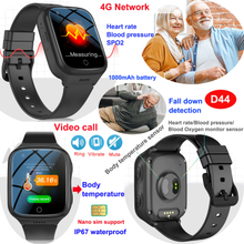 New Arrival 4G IP67 Wateproof Senior GPS Tracker Watch with Fall Down Body Temperature for Adults Health Care D44