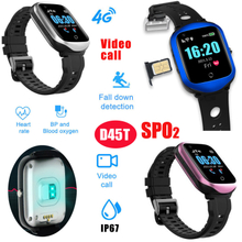 4G video call SOS Senior Health Care Watch Tracking GPS Tracker with heart rate blood pressure SPO2 Fall down notification D45T