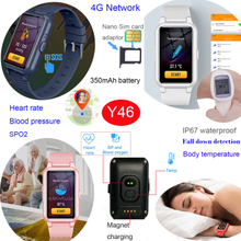 New arrival 4G water resistance personal security Elderly fitness Smart phone Watch GPS Tracker with HR BP body temperature Y46