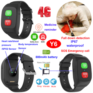 Traqueur GPS pour soins de sant&eacute; pour personnes &acirc;g&eacute;es avec carte en direct Alertes de g&eacute;o-cl&ocirc;ture Y6