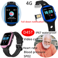 2021 4G New GPS Eldery healthcare Smart GPS Tracker Watch with video call heart rate blood pressure SPO2 fall down detection D45T