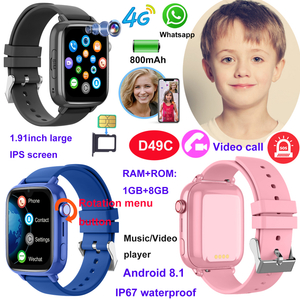 Montre GPS intelligente pour enfant 4G Android 8.1 avec grand &eacute;cran D49C