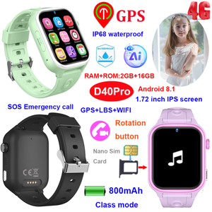 Rastreador GPS de reloj inteligente 4G con seguimiento en tiempo real de llamada SOS D40Pro