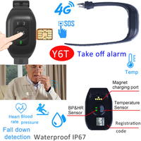 New Developed 4G thermometer waterproof Senior/Elderly GPS Tracker bracelet with Fall alarm Heart rate and Blood pressure Y6T