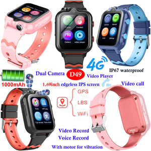 Reloj de seguridad GPS para ni&ntilde;os resistente al agua 4G de alta calidad con reproductor de v&iacute;deo D49