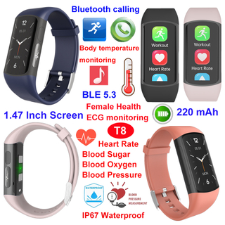 BP SPO2 BG inteligentna opaska na nadgarstek Bluetooth T8 z monitorowaniem temperatury ciała 