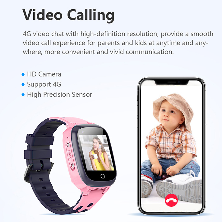 4G/LTE New Launched Video Call IP67 Waterproof Thermometer Gift Watches GPS Tracker with Safety Geo-fence Setup D51