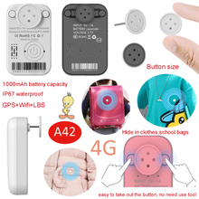 4G IP67 Waterproof Hidden GPS Tracker with Button Pin for Kids A42